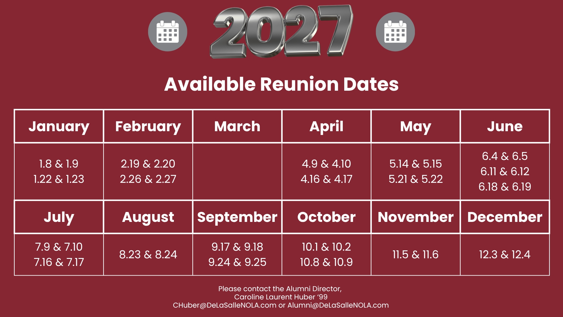 2027 Dls Available Reunion Dates